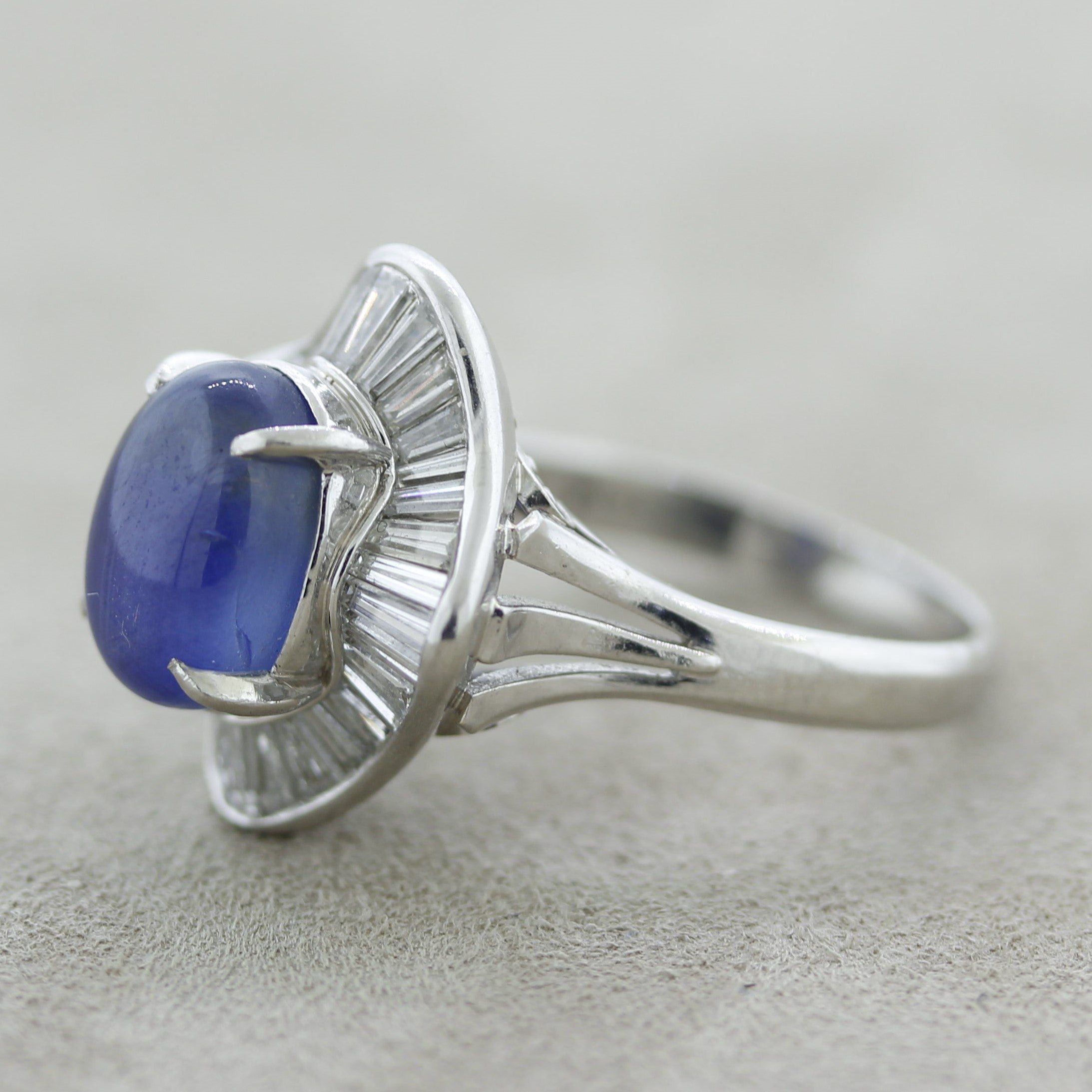 Star Sapphire Diamond Platinum Ring