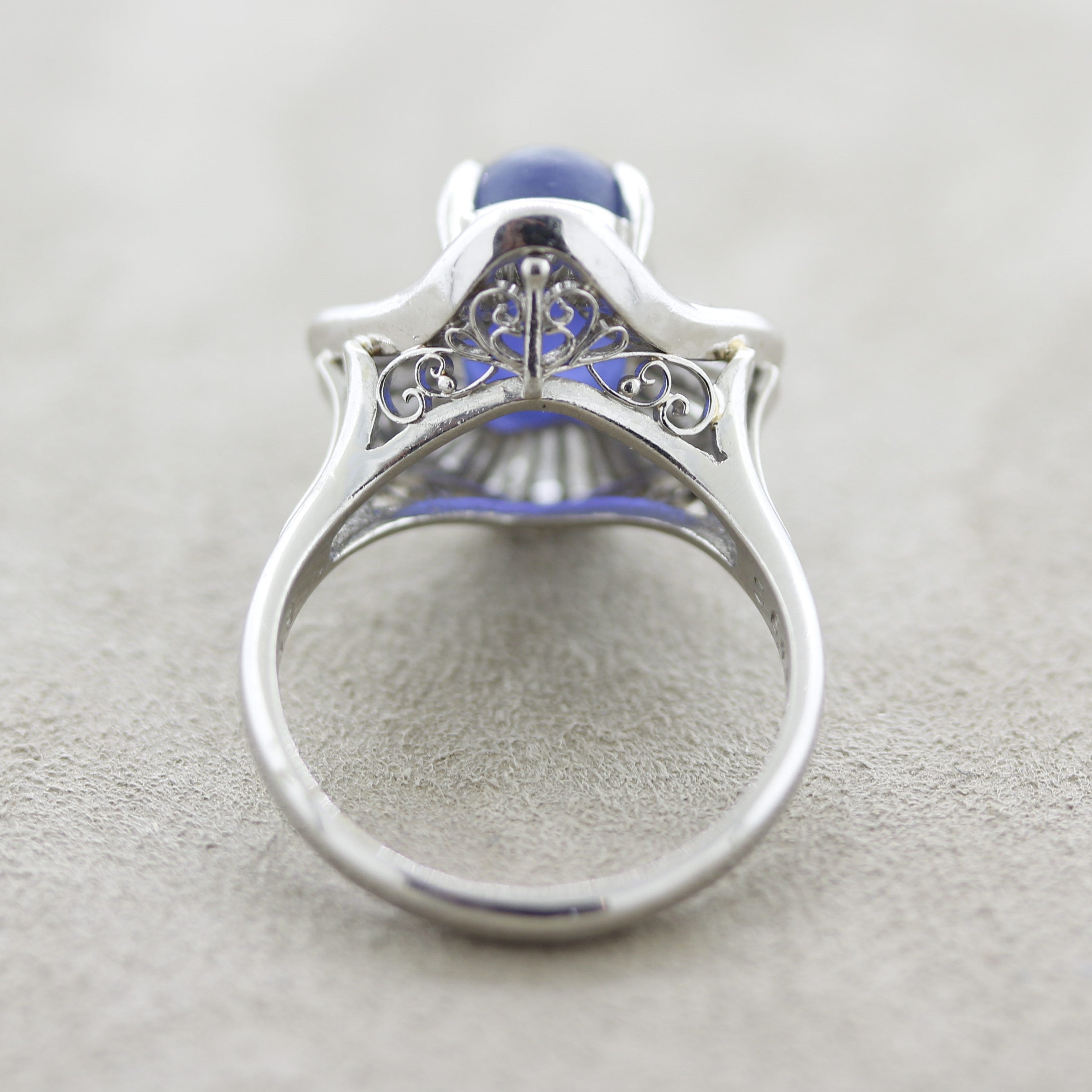 Star Sapphire Diamond Platinum Ring