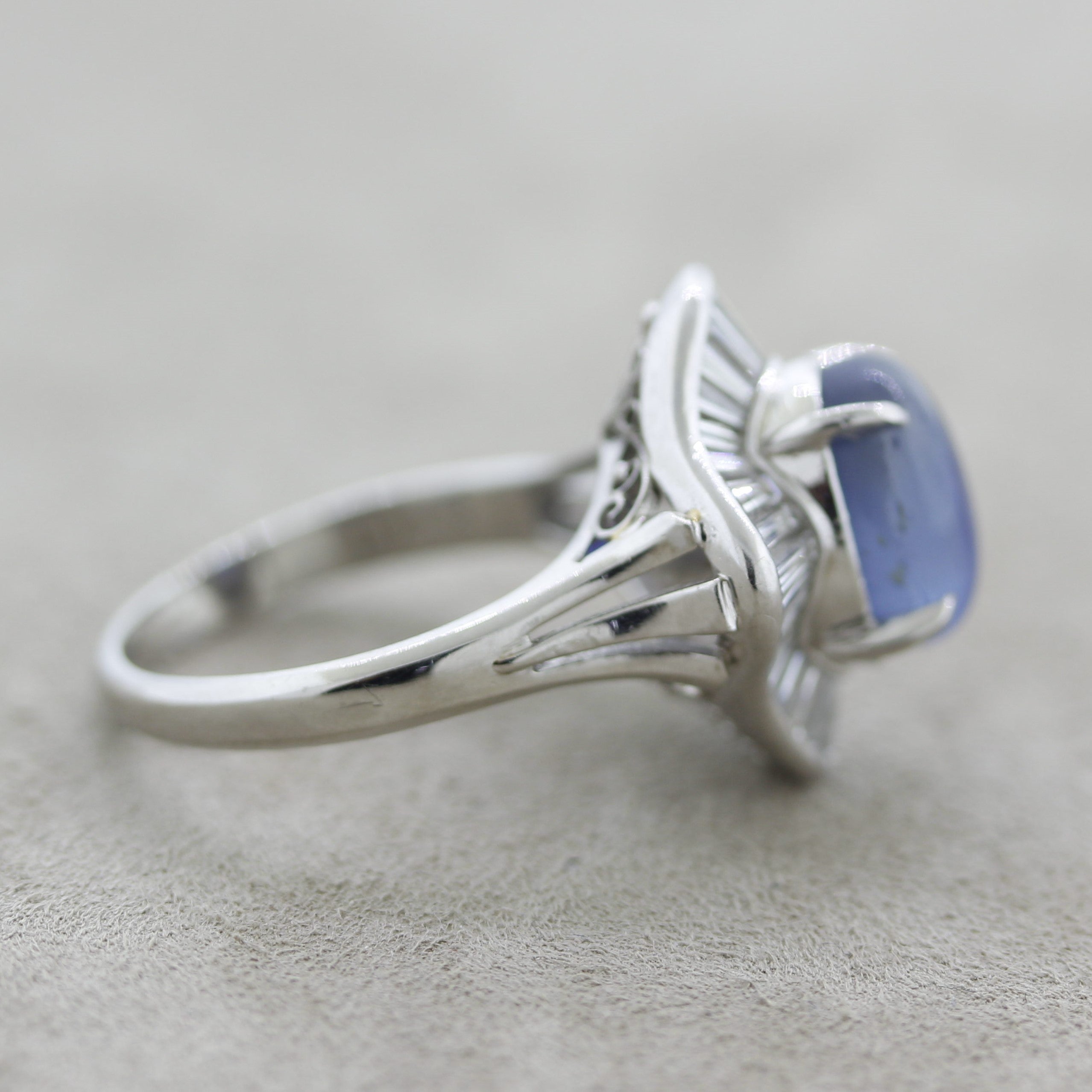 Star Sapphire Diamond Platinum Ring