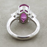 Star Ruby Diamond Platinum 3-Stone Ring