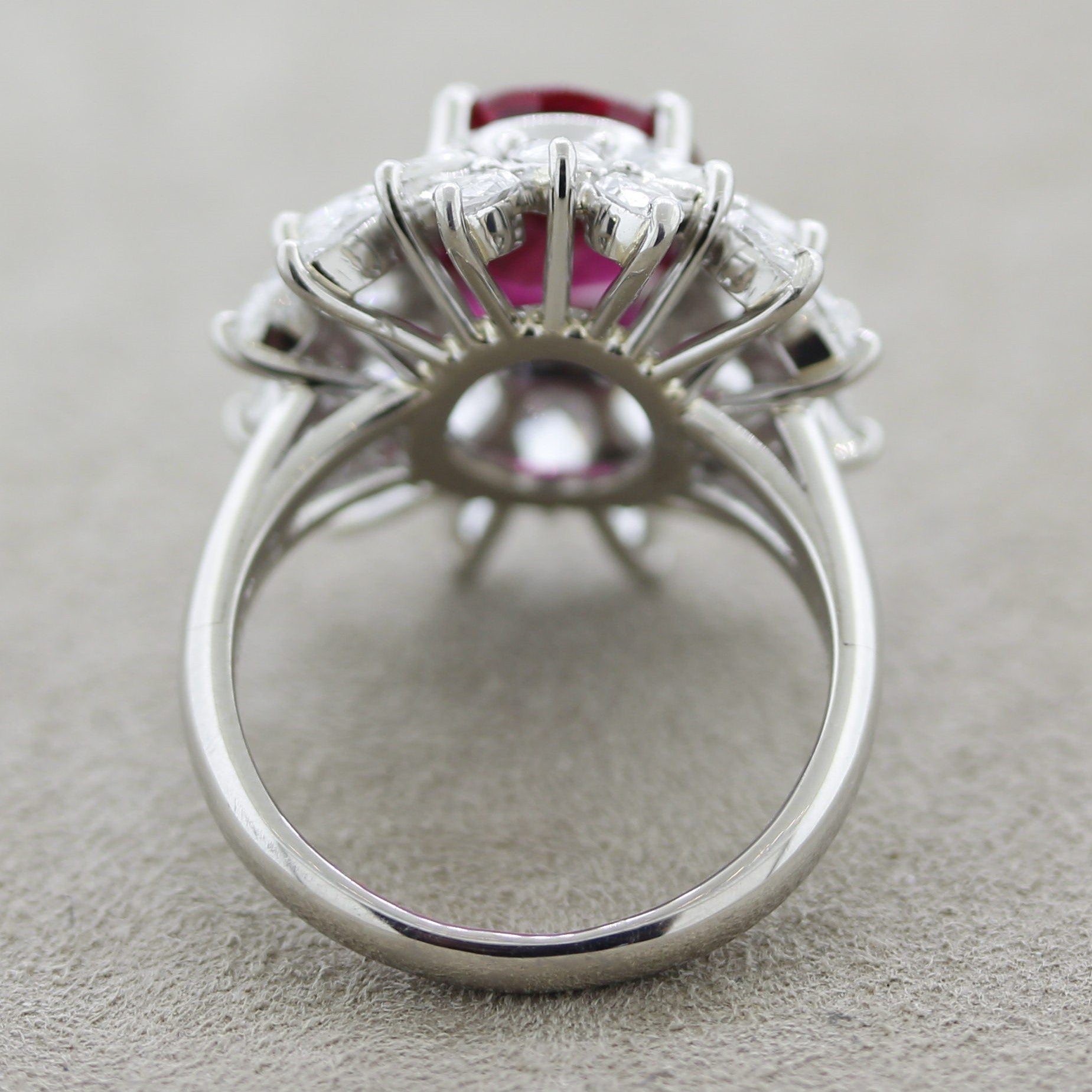 Exceptional Ruby Diamond Platinum Ring, GRS Certified