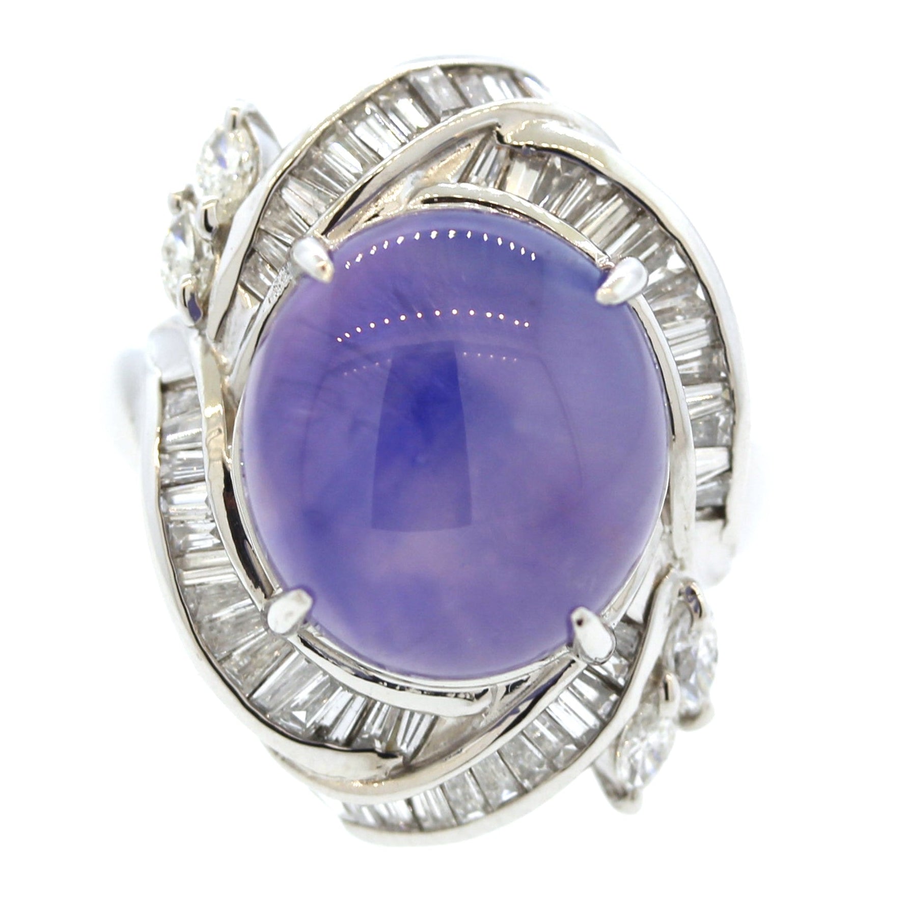 Star Sapphire Diamond Platinum Ring
