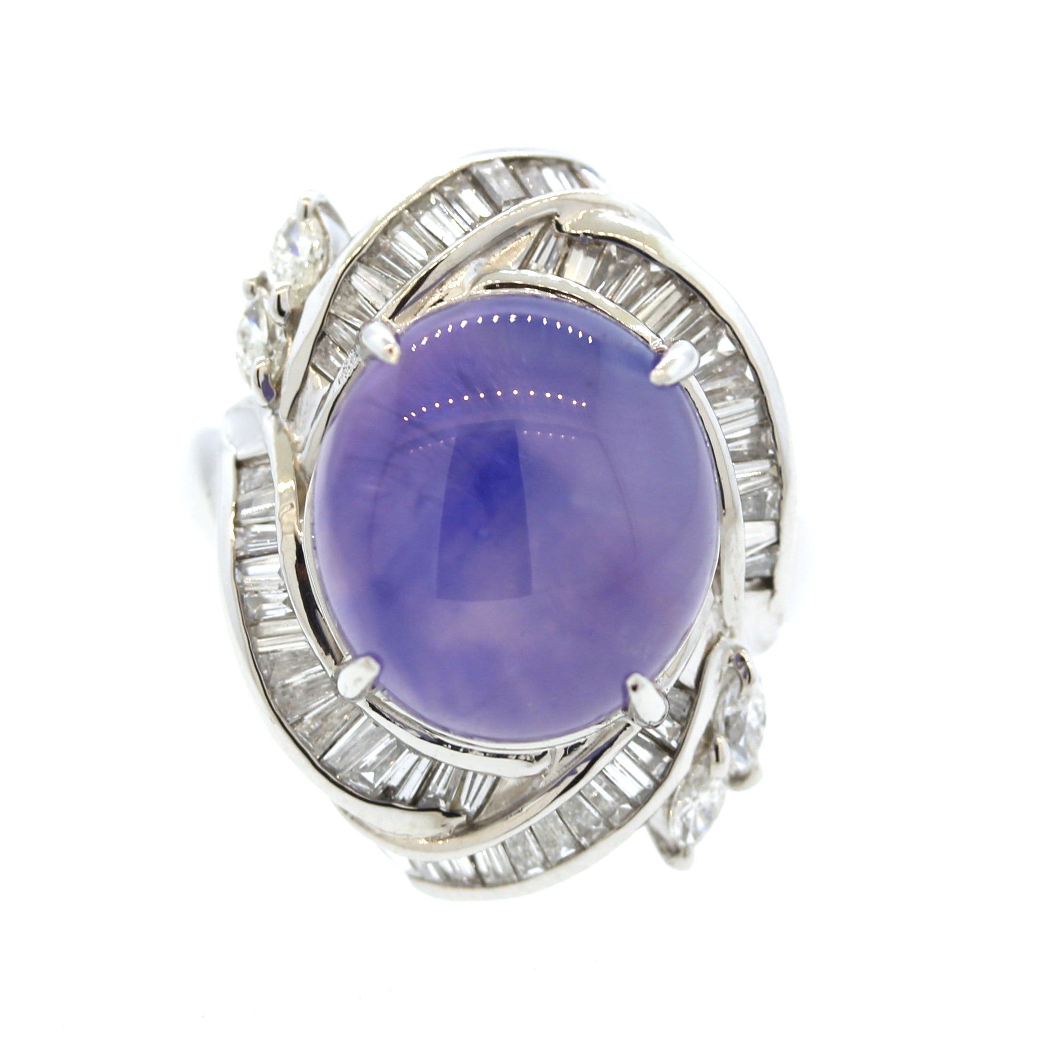 Star Sapphire Diamond Platinum Ring