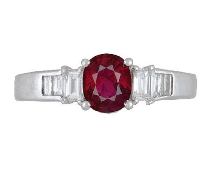 Burmese Ruby Diamond Platinum Ring, GIA Certified