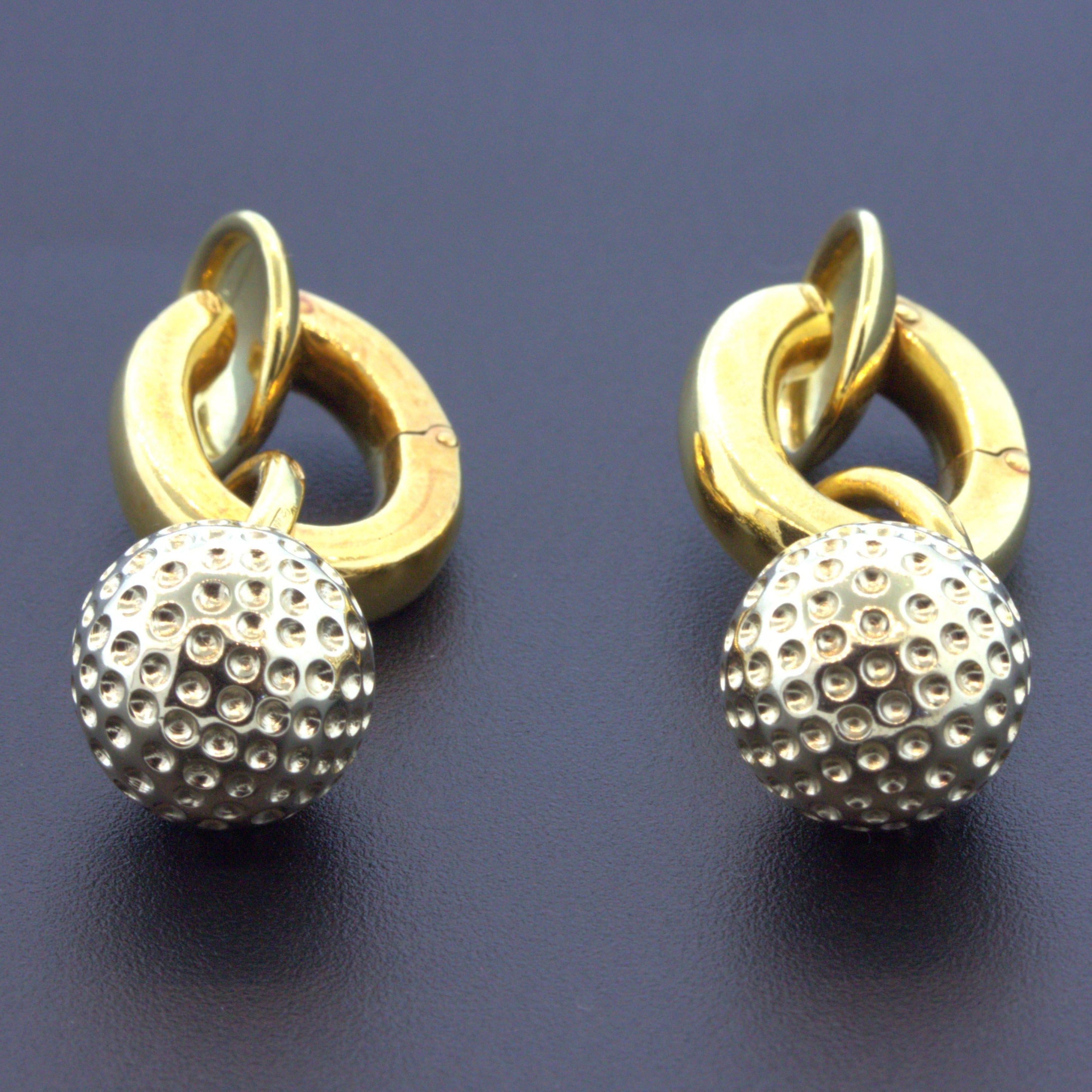 Pomellato 18k Yellow Gold Huggie Drop Ball Earrings