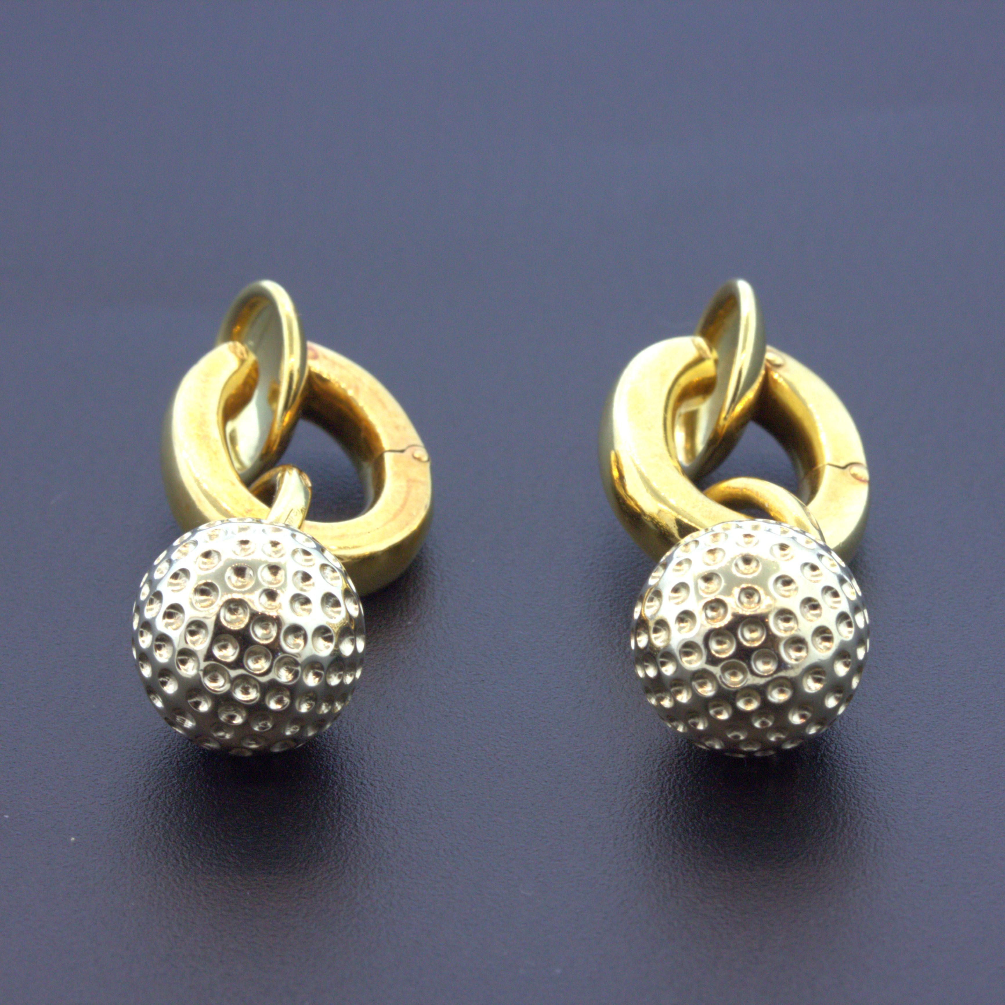 Pomellato 18k Yellow Gold Huggie Drop Ball Earrings