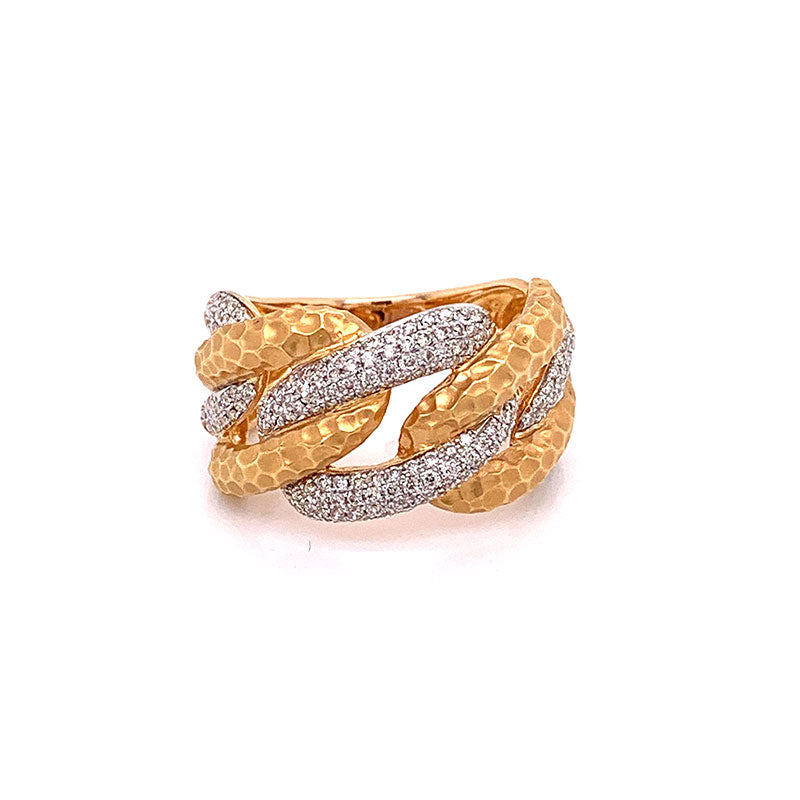 Modern Diamond Gold Link Ring-Band