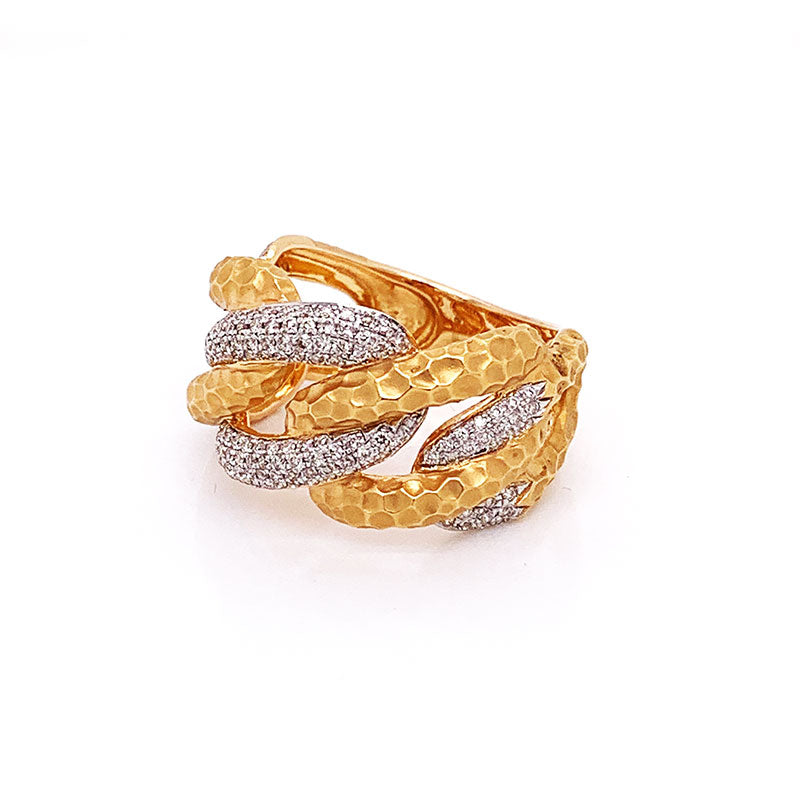 Modern Diamond Gold Link Ring-Band