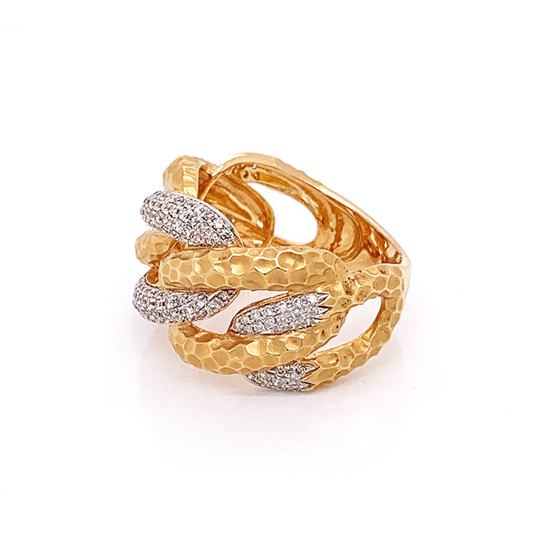 Modern Diamond Gold Link Ring-Band