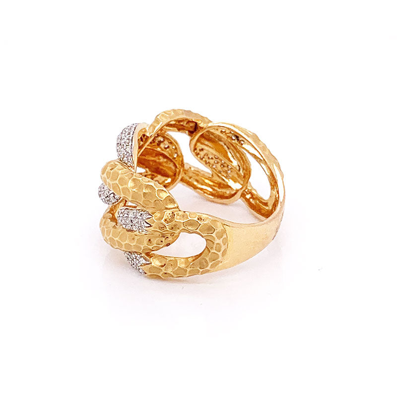 Modern Diamond Gold Link Ring-Band