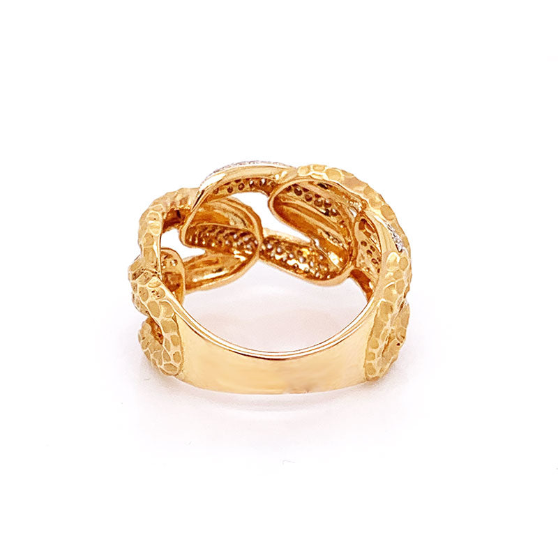 Modern Diamond Gold Link Ring-Band