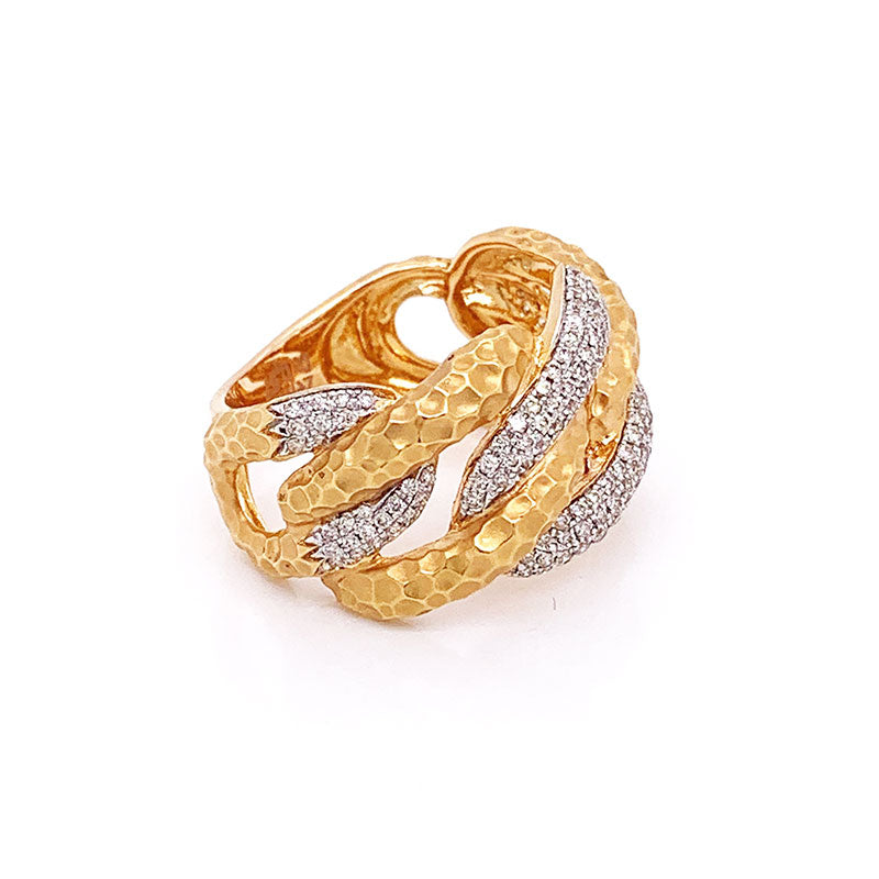 Modern Diamond Gold Link Ring-Band