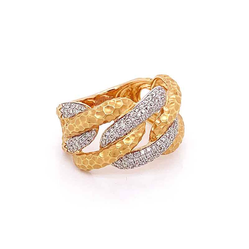 Modern Diamond Gold Link Ring-Band