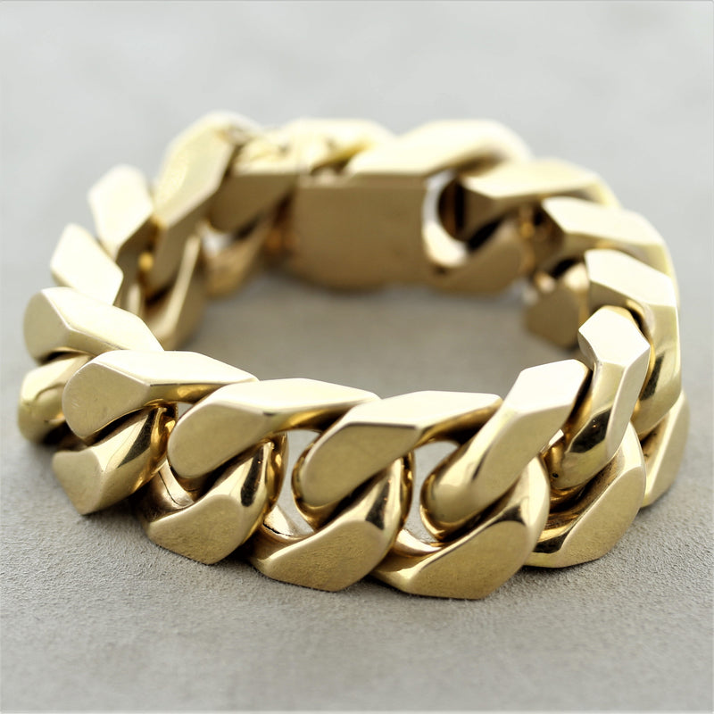 Mens Solid Gold Cuban Link Bracelet-18mm | GOLDZENN