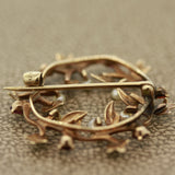 Antique Garnet Seed-Pearl Gold Pin-Brooch