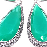 Chrysoprase Chalcedony Diamond Gold Drop Earrings