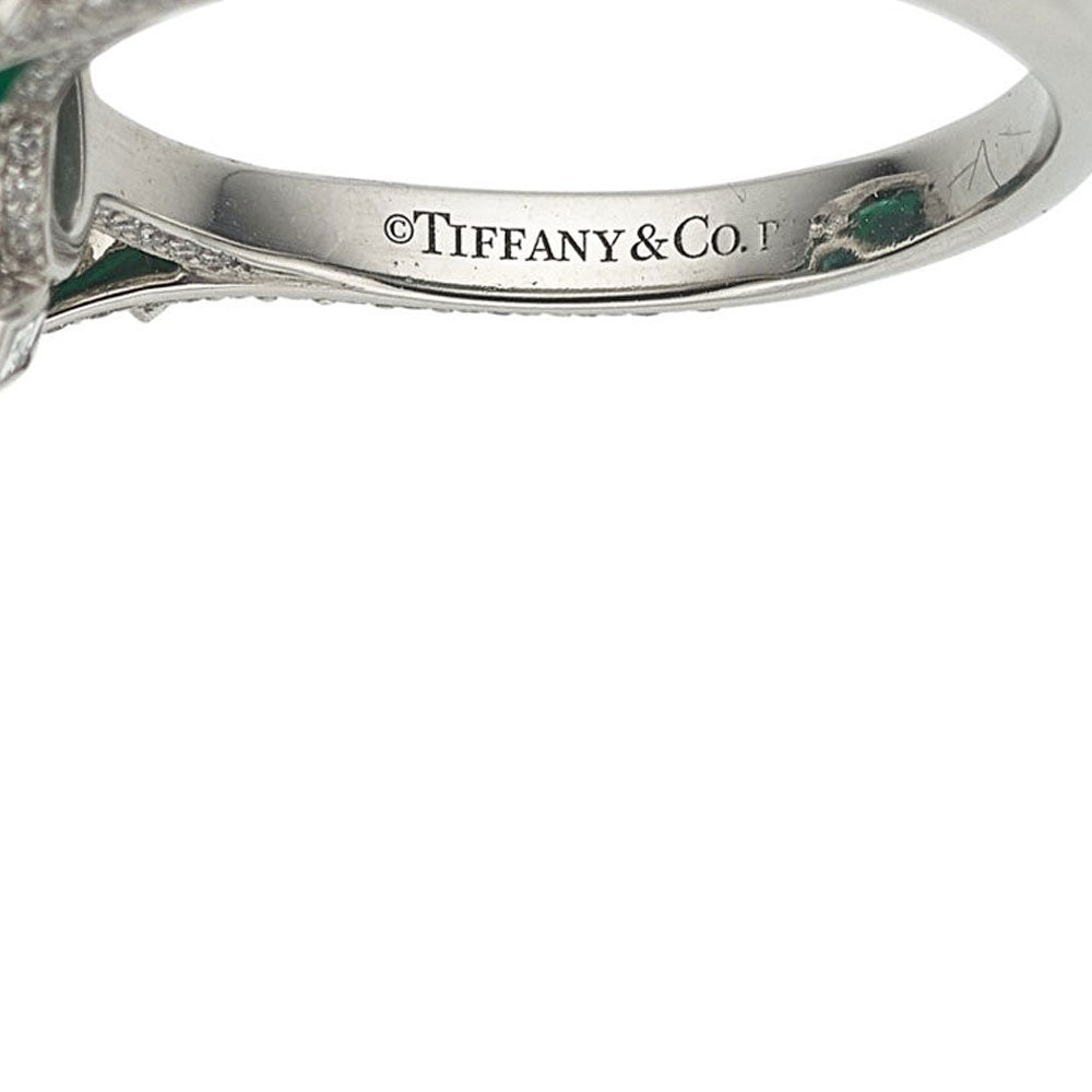 Exceptional Tiffany & Company Emerald Diamond Platinum Cocktail Ring