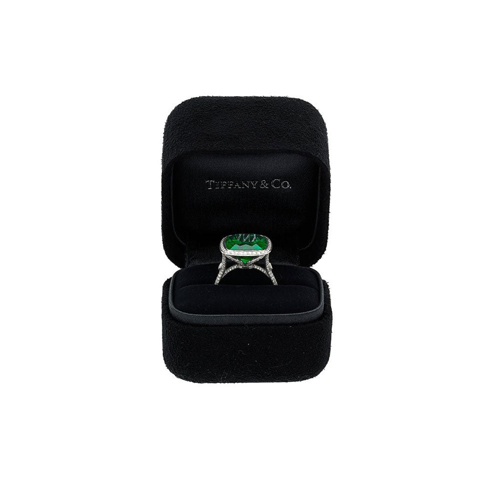 Exceptional Tiffany & Company Emerald Diamond Platinum Cocktail Ring