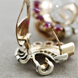 Retro Diamond Ruby Gold Ear Clip Earrings