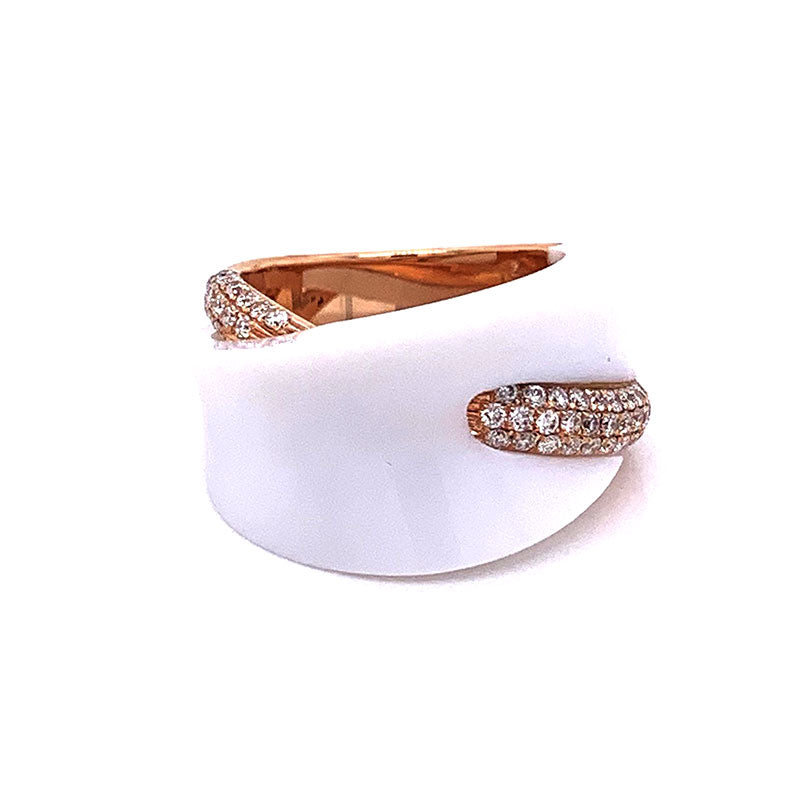 White Onyx Diamond Gold Ring