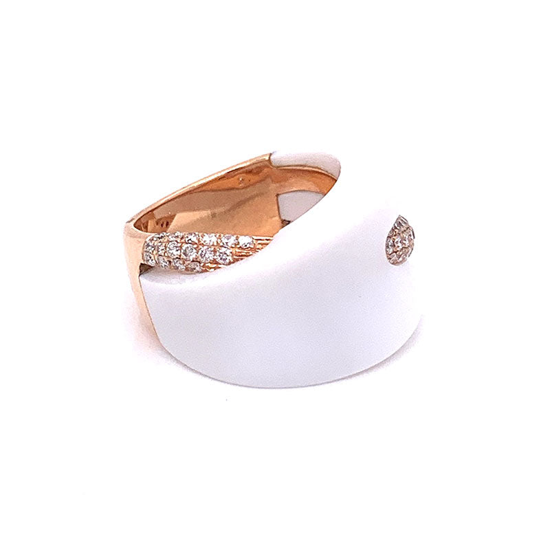 White Onyx Diamond Gold Ring