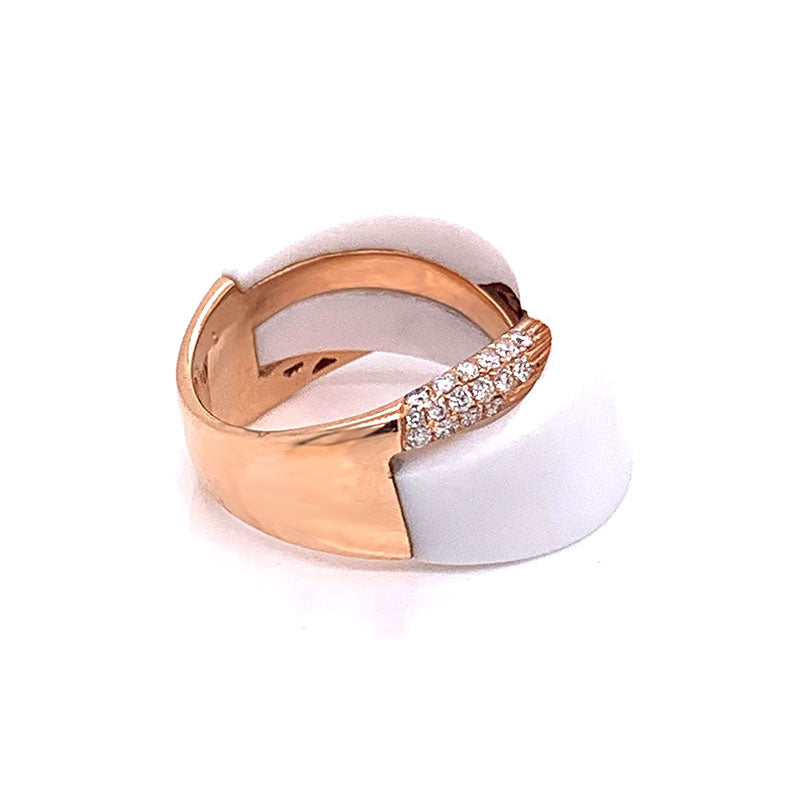 White Onyx Diamond Gold Ring