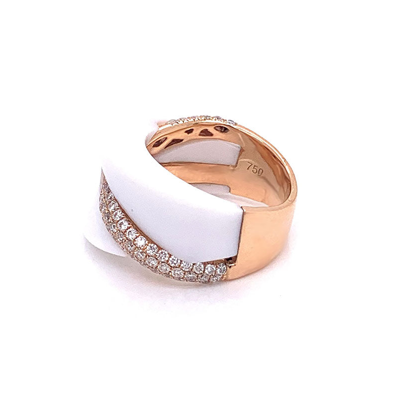 White Onyx Diamond Gold Ring