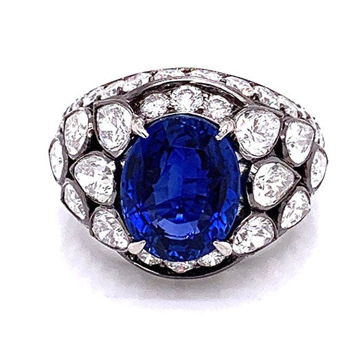 Gem Ceylon Sapphire Diamond Gold Ring, GIA Certified