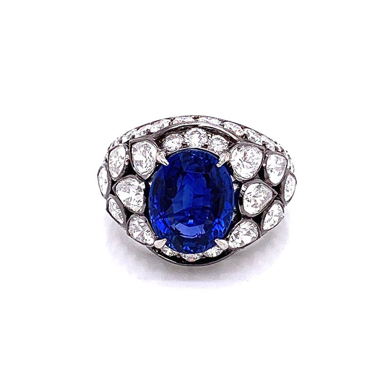 Gem Ceylon Sapphire Diamond Gold Ring, GIA Certified