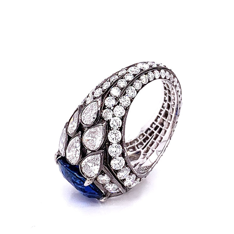 Gem Ceylon Sapphire Diamond Gold Ring, GIA Certified