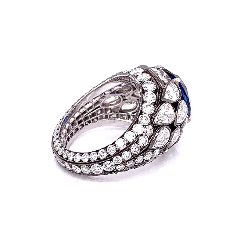 Gem Ceylon Sapphire Diamond Gold Ring, GIA Certified