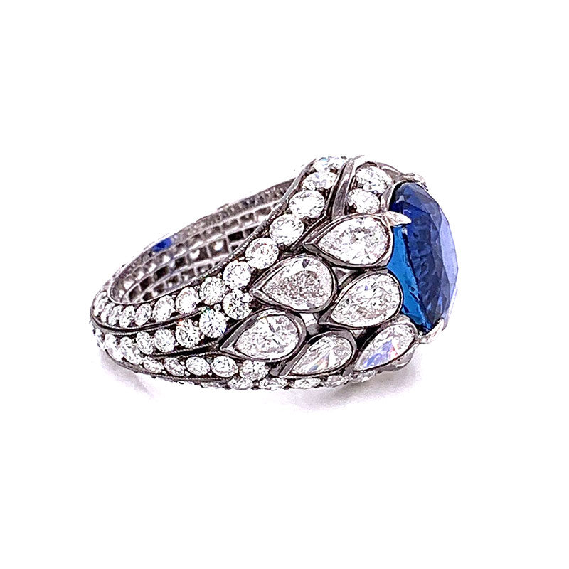 Gem Ceylon Sapphire Diamond Gold Ring, GIA Certified