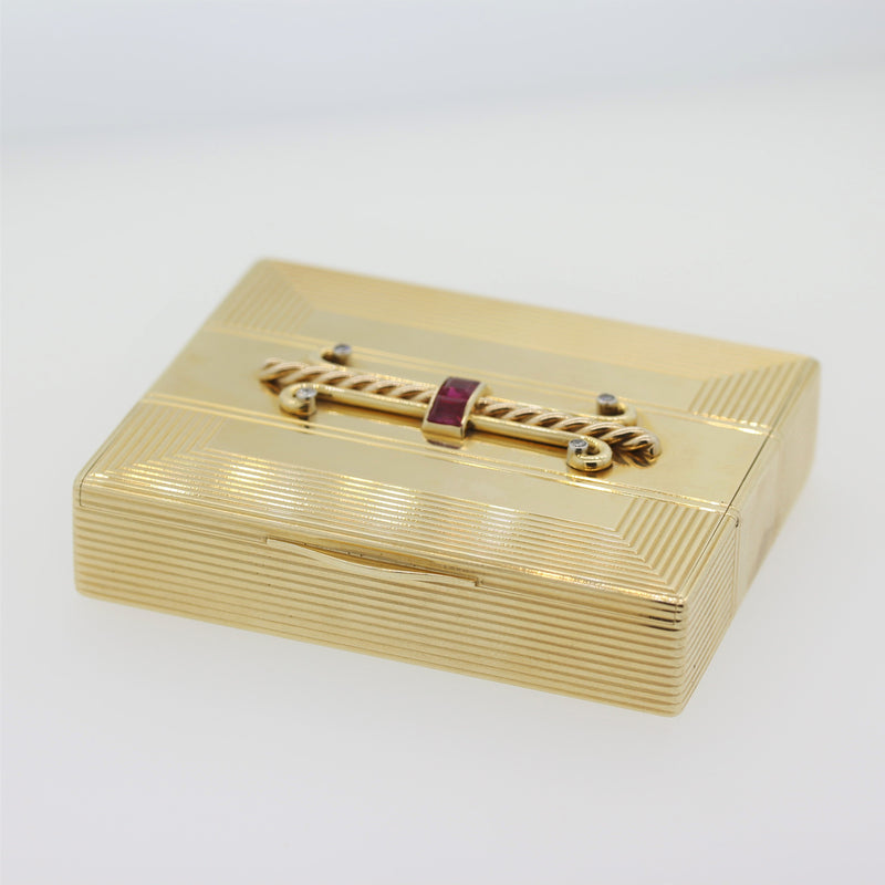 Tiffany & Co. Ruby Diamond Gold Compact Powder Case