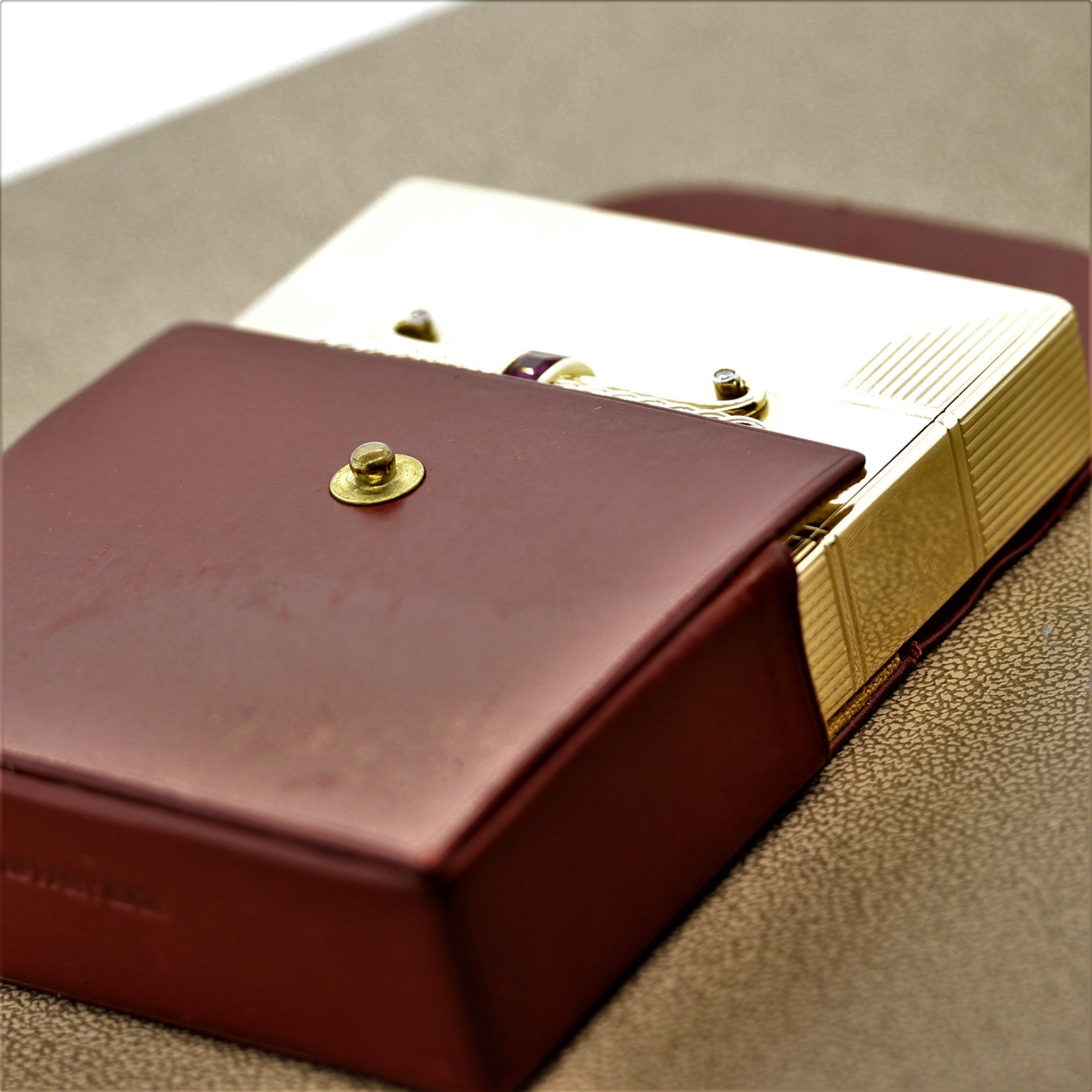 Tiffany & Co. Ruby Diamond Gold Compact Powder Case